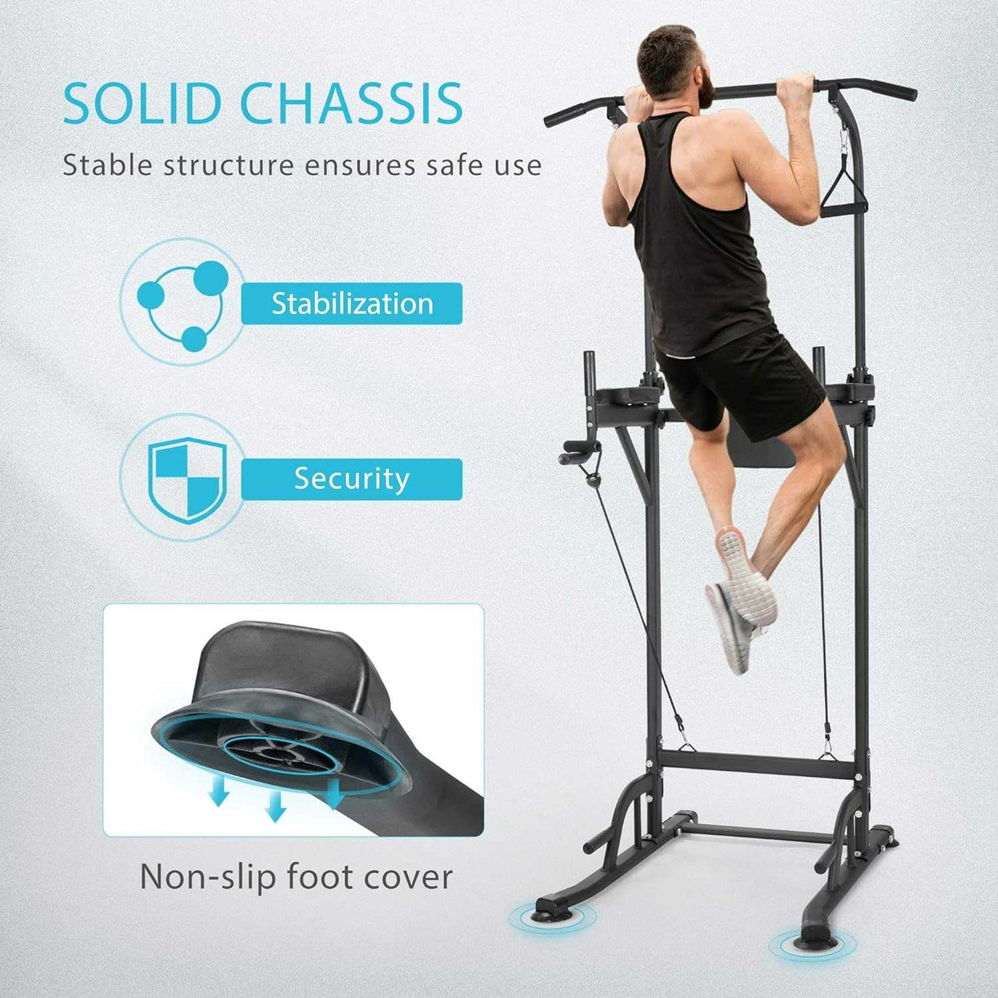TaffSPORT Fitness Station Pull Up Bar Body Building Rig Home Gym - ZE69