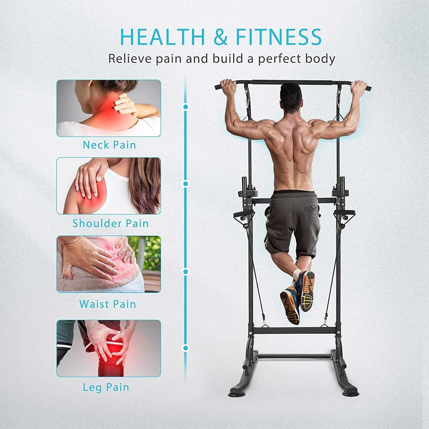 TaffSPORT Fitness Station Pull Up Bar Body Building Rig Home Gym - ZE69