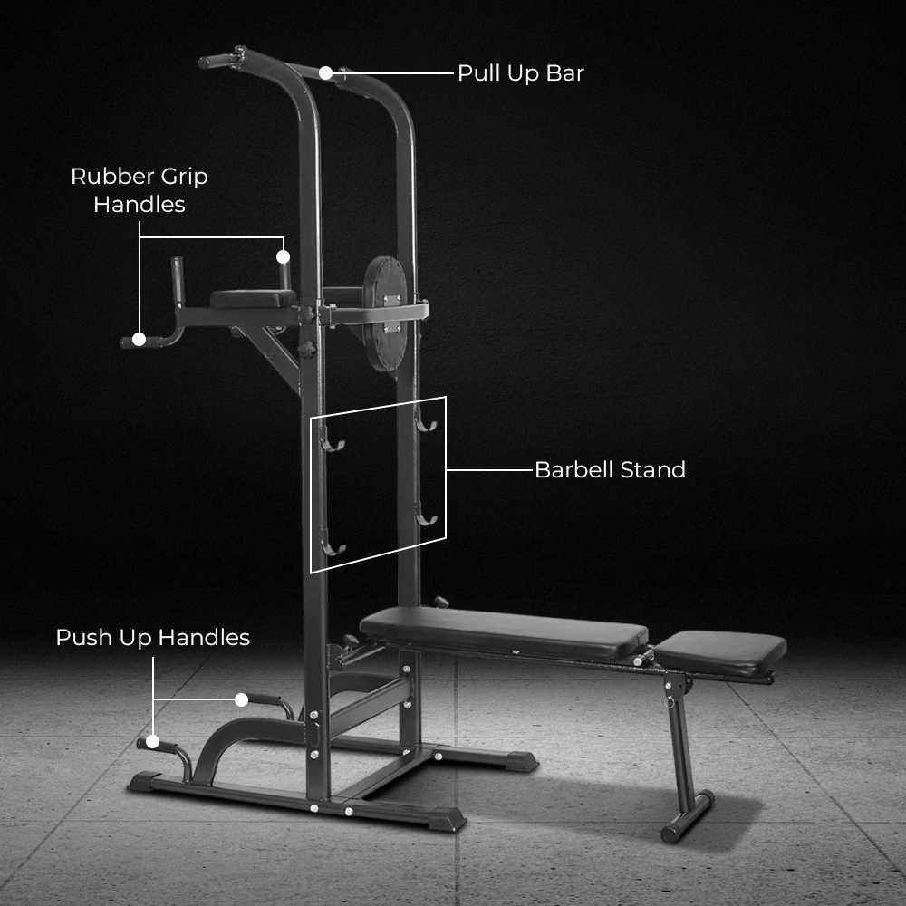 Zerone Fitness Station Pull Up Bench Press Body Building Rig Home Gym - GBH-210