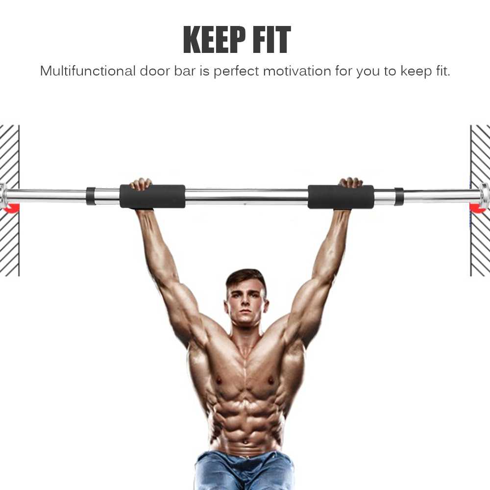 Zerone Tiang Latihan Pull Up Pintu Solid Grip Bar Trainer 80-130cm - RN0566